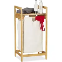 Relaxdays Panier à linge bambou sac à linge 30 L amovible surface de rangement coffre à li
