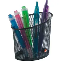 Alba Stifteköcher Mesh, aus Drahtmetall, schwarz rund, Durchmesser: 60 mm, Höhe: 105 mm, erlaubt eine