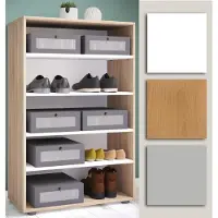 VCM XXL bois Grande armoire à chaussures Étagère à chaussures Grande botte Meuble d'entrée Lona 5 compartiments