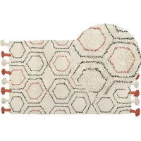 Beliani Tapis coton beige / orange 80 x 150 cm motifs géométriques tapis court HAJIPUR (150 x 80 cm)
