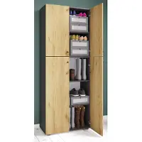 VCM XXL bois Grande armoire à chaussures Commode à chaussures Étagère à chaussures Bottes Grande Lona 5 compartiments