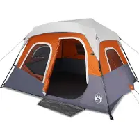 vidaXL Tente familiale avec LED 6 personnes gris clair orange Quick Release