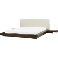 Beliani Lit Led 180 X 200 Cm Avec Tête De Lit En Similicuir Bois Foncé Zen