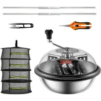 Vevor Effeuilleuse Manuelle Bol 43 cm Coupe-feuilles avec Lames en Acier Inoxydable Machine à Effeuiller Coupe en Spirale Visible Support Pliable Coupe Herbe Élagueur Manuel Inclus pour Séchage Herbes