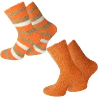 Normani Chaussettes kaki / orange chiné / blanc
