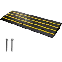 Vevor Rampe de Seuil Hauteur 6,5 cm Rampe Trottoir Caoutchouc Capacité Charge 15 tonnes Rampe Accès Fauteuil Roulant Antidérapante Extensible pour Quai Chargement Garage Entrée Porte 122x40,5x6,5 cm