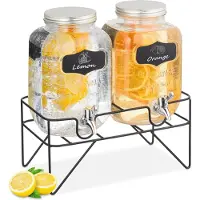 Relaxdays Getränkespender, Distributeur de boissons, Noir, Transparent, Argent