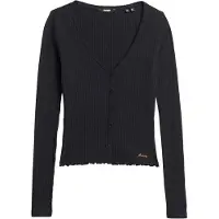 Superdry Femme Top à Manches Longues et Boutons Essential Bleu Marine Taille: 44