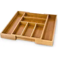 Relaxdays 10016742 range-tiroir extensible bambou 46 x 48 x 5 cm
