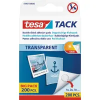 TESA Pastilles adhésives Tack , transparent, double face adhésive, 200 p.