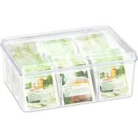 Relaxdays Boîte à thé, coffret, Accessoires de thé, Transparent
