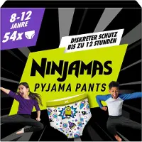 Ninjamas Couche Jetables-Couches D'apprentissage Ninjamas Garçon, 54 Sous-Vêtement De Nuit, 8-12 Ans, Paquet 1 Mois