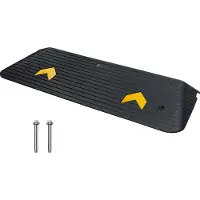 Vevor Rampe de Seuil Hauteur 2,5 cm Rampe Trottoir Caoutchouc avec 1 Canal Capacité Charge 15 tonnes Surface Texturée Antidérapante pour Fauteuil Roulant Voitures Scooters Quai Garage 113x24,1x2,5 cm