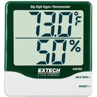 Extech Instruments Hygro-Thermomètre, 10... 99%, -10... 60°C, Thermomètre + hygromètre, Vert, Blanc
