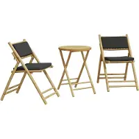 vidaXL Ensemble de bistrot pliable 3 pièces avec coussins en bambou