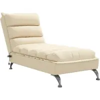 vidaXL Chaise longue de massage avec coussin Crème Tissu
