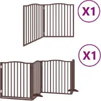 vidaXL Porte pour chien 6 pièces avec porte Pliable Marron 480 cm Bois de peuplier