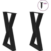 vidaXL Pieds de table de salle à manger 2 pcs. noir 60x(72-73,3) cm acier