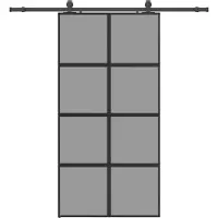 vidaXL Porte coulissante avec ferrure noire 102,5x205 cm verre trempé