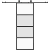 vidaXL Porte coulissante avec ferrure noire 76x205 cm verre trempé