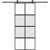 vidaXL Porte coulissante avec ferrure noire 90x205 cm verre trempé