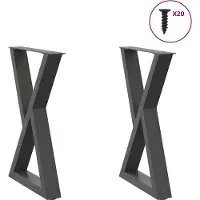vidaXL Pieds de table de salle à manger 2 pcs. Anthracite 50x(72-73,3) cm Acier