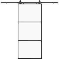 vidaXL Porte coulissante avec ferrure noire 90x205 cm verre ESG