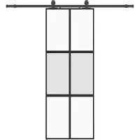 vidaXL Porte coulissante avec ferrure noire 76x205 cm verre trempé
