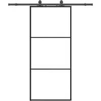 vidaXL Porte coulissante avec ferrure noire 90x205 cm verre ESG