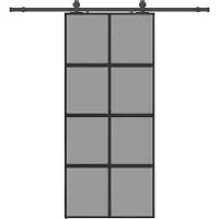 vidaXL Porte coulissante avec ferrure noire 90x205 cm verre trempé