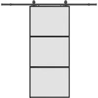 vidaXL Porte coulissante avec ferrure noire 90x205 cm verre trempé