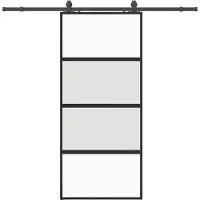 vidaXL Porte coulissante avec ferrure noire 90x205 cm verre trempé