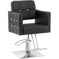 Expondo Fauteuil de coiffeur Carlisle avec repose-pieds - hauteur d'assise 49-63 cm - 150 kg - noir COTTAM BLACK
