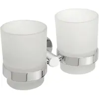 Sapho Porte-verre double OMEGA en chrome + 2 verres 16x9,5x10,5cm--