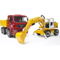 BRUDER Truck Of Works Man With Excavator Liebherr Multicolore 3-6 Years Enfants