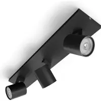 Philips Spot de plafond noir Runner 3 lumières