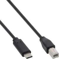 InLine 35766 Câble USB 2.0, type C prise à B prise, noir, 0,5m