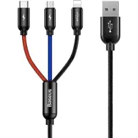Baseus CAMLT-ASY01 Câble USB 0,3 m USB A USB C/Micro USB A/Noir foudroyant