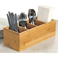 Kesper Plateau à ustensiles, boîte de rangement avec un but universel, organisateur, récipient en bambou