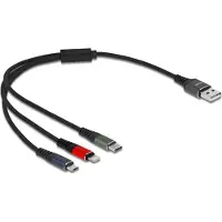 DeLOCK Câble de charge USB 3 en 1 pour Lightning / Micro USB / USB