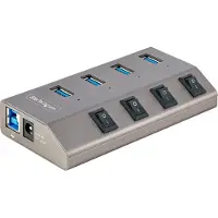 StarTech.com .com 4-Port Self-Powered USB-C Hub with Individual On/Off Switches, USB3.0 5Gbps Expansion Hub w/Power Supply, Desktop/Laptop USB-C to USB-A Hub, 4x BC 1,2 (1,5A), Hub USB Type C