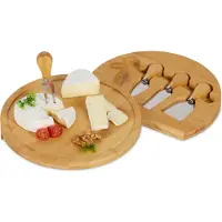 Relaxdays Set plateau à fromage, Planche à découper, Marron