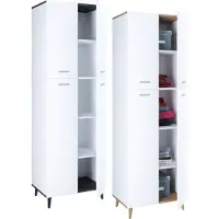 VCM Armoire en bois | 5 compartiments | Dimensions: H. 240 x W. 70 x D. 39 cm | 4 portes tournantes | Armoire polyvalente | - Landos
