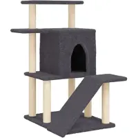 vidaXL Arbre à chat avec colonnes à griffer en sisal Gris foncé 97 cm