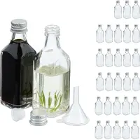 Relaxdays Flaschen Set, Bocal de conservation, Transparent, Argent