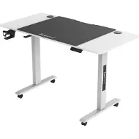 Pro-Tec Table réglable en hauteur « Stryn » avec roulettes, 120 x 60 cm, réglage électrique, fonction mémoire, blanche