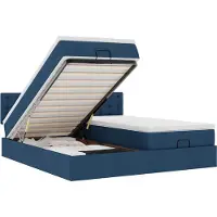 vidaXL Ottoman-lit avec matelas & LEDs Bleu 180x200 cm Tissu