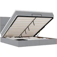 vidaXL Lit ottoman avec matelas & LEDs gris clair 180x200 cm Tissu