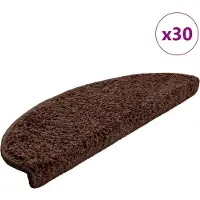 vidaXL Tapis d'escalier 30 pièces 65 x 21 x 4 cm Marron Demi-rond Grand