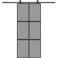 vidaXL Porte coulissante avec ferrure noire 90x205 cm verre trempé